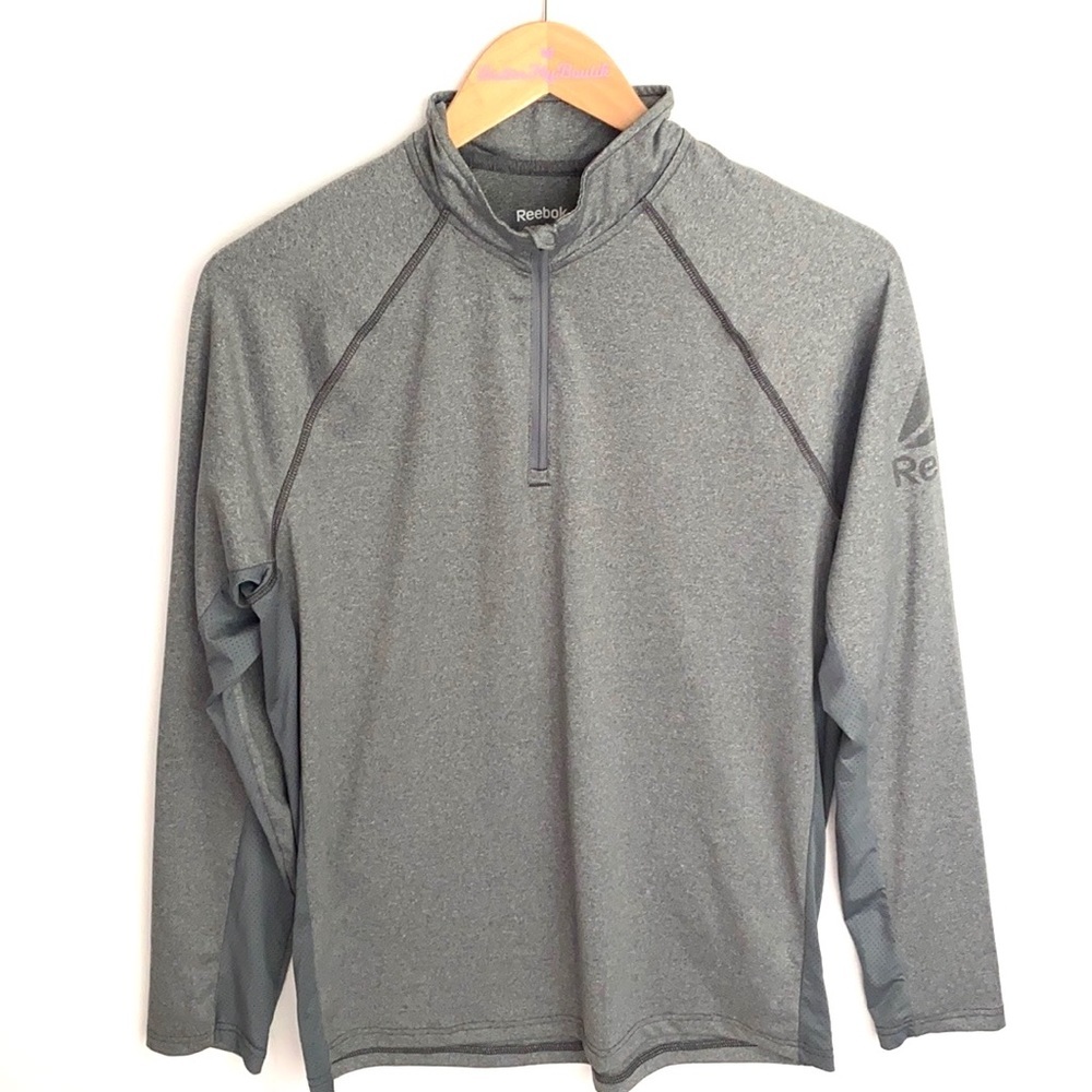 REEBOK‎ 1/4 ZIP PULLOVER Long Sleeve Black Shirt, M